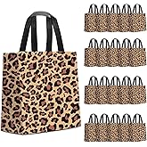 KERINGO 24 PCS Cheetah Print Party Decorations Jungle Safari Party Favor Leopard Reusable Non Woven Bags Cheetah Party Bags with Handle for Animals Print Theme Favor Decor