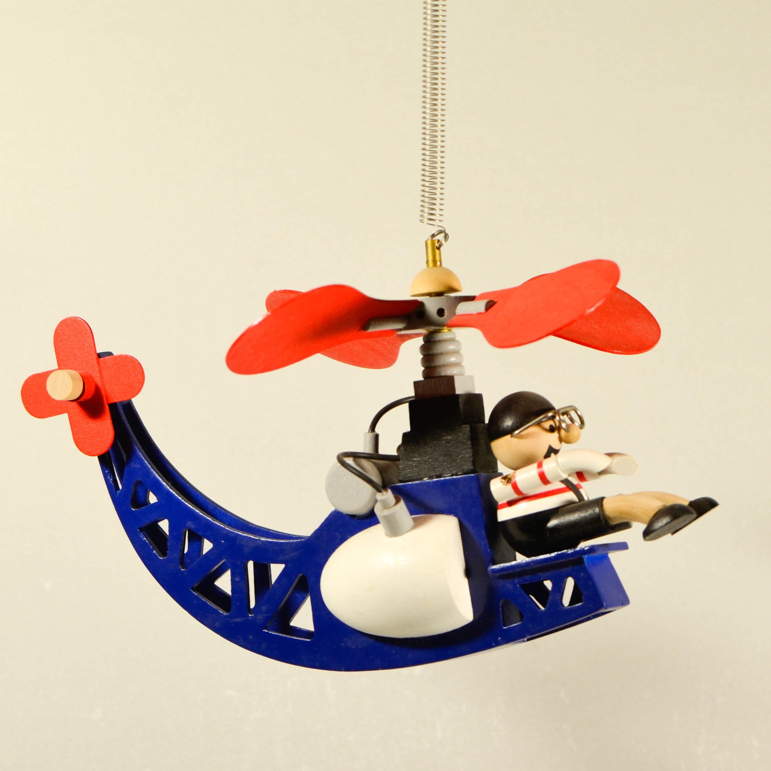 Wooden Hanging Mobile Helicopter with Pilot Man - Nursery Decor - Heli Hanging Ornament
