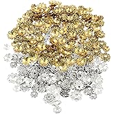 Hitefu 240pcs Delicate 8mm/10mm/12mm Spacer Beads Assortment, Bali Style Flower Bead Caps for Valentine's Day, Birthday & Wedding Jewelry DIY (Antique Gold & Tibetan Silver)