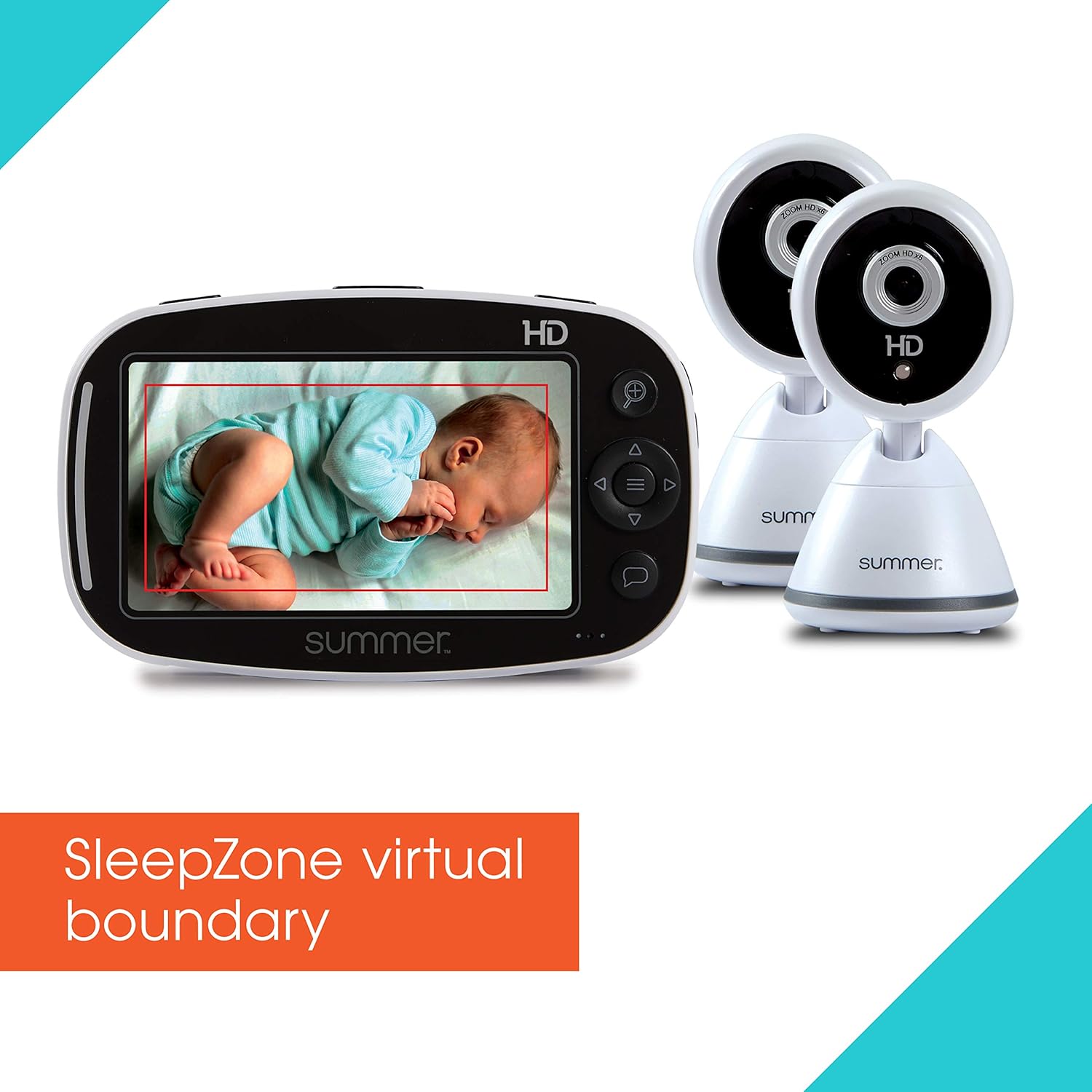 Summer Baby Pixel Zoom HD Duo 5.0” Video Baby Monitor (2 Cameras) – High Definition Baby Monitor with Clearer, Nighttime Views, SleepZone Boundary Alerts and Remote Camera Steering : Baby
