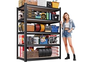 JOJUOU 71"H-35"W Garage Shelving-2050LBS 5 Tier Storage Shelves,Adjustable Heavy Duty Metal Shelving Unit and Storage Large Rack,Utility Steel Shelf For Shop Warehouse Industrial Pantry Basement 71"x35"x16"