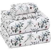 RUVANTI 100% Cotton Flannel Sheets King Size, 4 PCs, Christmas Attraction | Double Brushed bed sheets, Deep Pockets 16 Inches, All Seasons Breathable &amp; Extra Soft, Warm &amp; Cozy