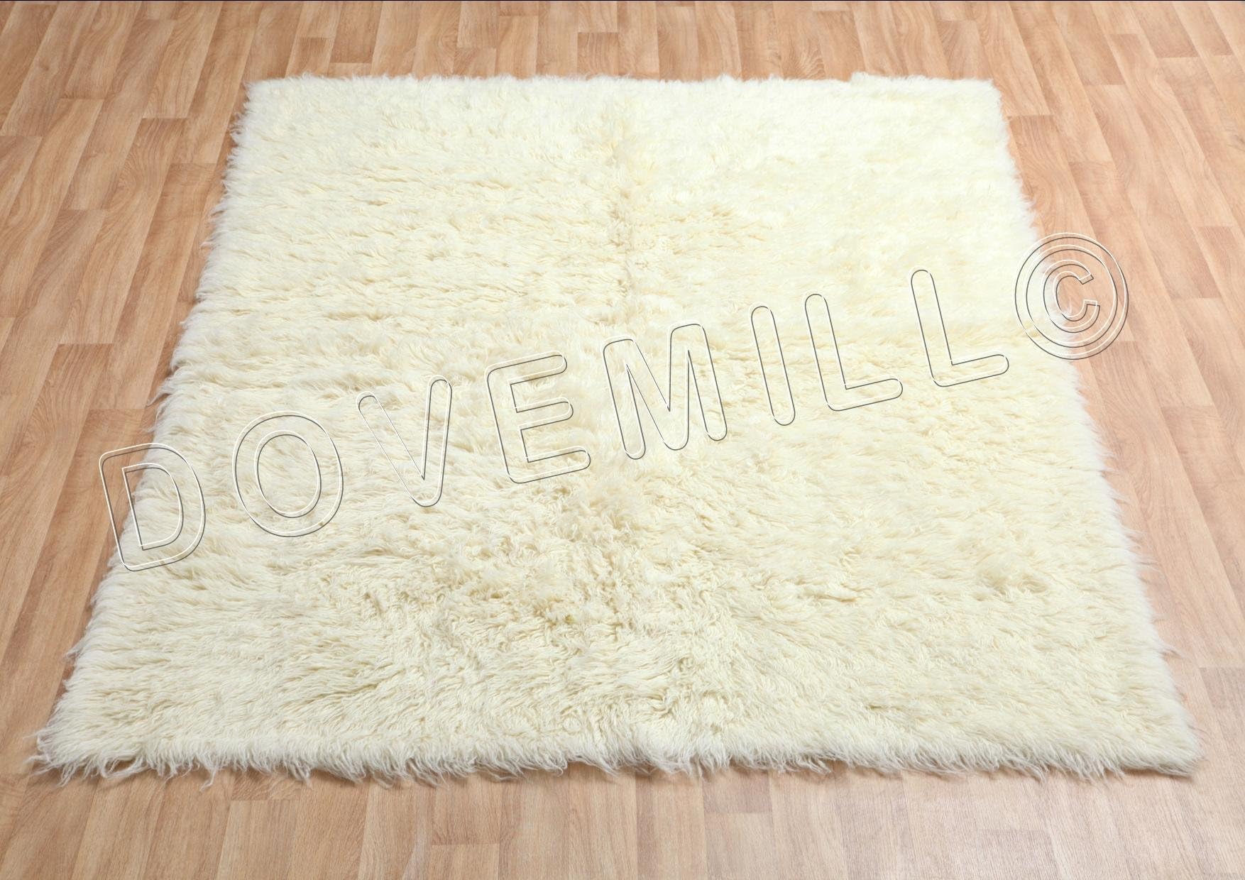 Dove Mill Rugs Greek Flokati Cream Rug 100% Lambswool Pile 60 x 120 cm (2' x 4')