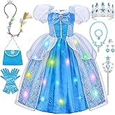 Meland Princess Dress Up for Girls, Light up Halloween Costume for Toddler Girls 3-10 Year Old