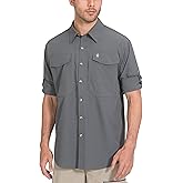 Little Donkey Andy Men's Quick-Dry Stretch Long Sleeve Shirt for Hiking, Travel Gray Size S