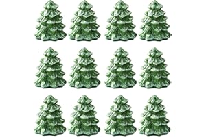 Christmas Tree Place Card Holders – Set of 12 Mini Green Table Number Stands for Xmas Party, Winter Wedding, Holiday Dinner &