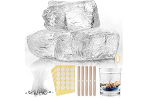 HyqehrtYazc 4.4 lb Clear Jelly Candle Wax High Density Gel Wax for Candle Making 50 Pcs Wick and 60 Pcs Wick Stickers for DIY Making Handmade Projects Material Supplies
