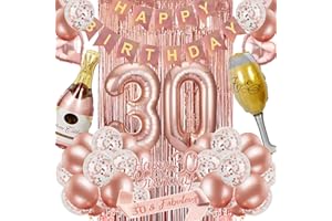 LOVIGA 30th Birthday Decorations for Women, Rose Gold 30th Birthday Party Decor Kit with Banner, Sash, Balloons, Cake Topper 