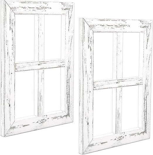 Window Frame Wall Decor 2 Pack Rustic White Wood Window Pane Country Farmhouse Decorations Amazon Ca Generic