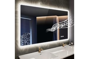 STARLEAD 40"x28" LED-Bathroom-Mirror-with-Lights, Wall-Mounted with Bluetooth Speaker, Anti-Fog, 3 Color Temperature, Dimmable Brightness, Waterproof, Tempered Glass, Frontlit & Backlit