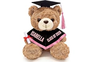 Personalized Graduation Teddy Bear 2026 - Custom Name & Text Graduation Plush Bear with Cap & Diploma, Unique Keepsake Gift f