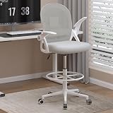 Naspaluro Drafting Chair Tall Ergonomic Office Chair with Flip-Up Armrests Grey view 8