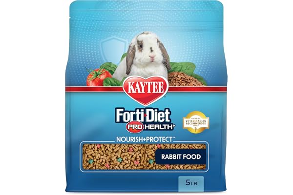 Kaytee Forti-Diet Pro Health Nourish+Protect Adult Rabbit Food, Comprehensive Nutrition Backed by Science, Digestive Health, Immune Support, 5 pounds