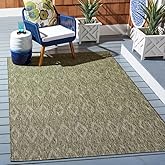 SAFAVIEH Washable Rug Outdoor Courtyard Collection - 5'3" x 7'7", Olive, Non-Shedding & Easy Cleaning, Ideal for Patio, Backy
