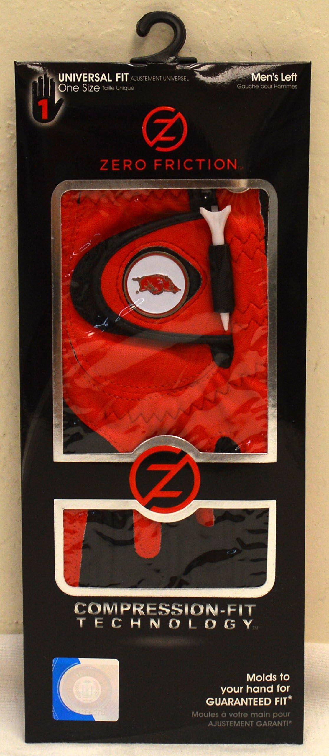 Friction Zero Men's Left Hand Universal Golf Glove - Arkansas Razorbacks - Red