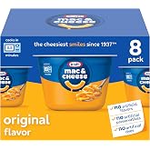 Kraft Mac and Cheese Dinner, 8 Microwaveable Cups, Original, 2.05 oz | for Easy Dinner or Dinner Sides No Artificial Flavors, Preservatives or Dyes