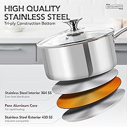 MICHELANGELO Stainless Steel Saucepan Set with Lids