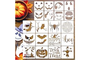 MYJMN Halloween Stencils for Painting on Wood Large Halloween Paint Stencil for Crafts Door Mats Shirts Glass Crafts Cookie Baking Door Hanger Sign (face20)