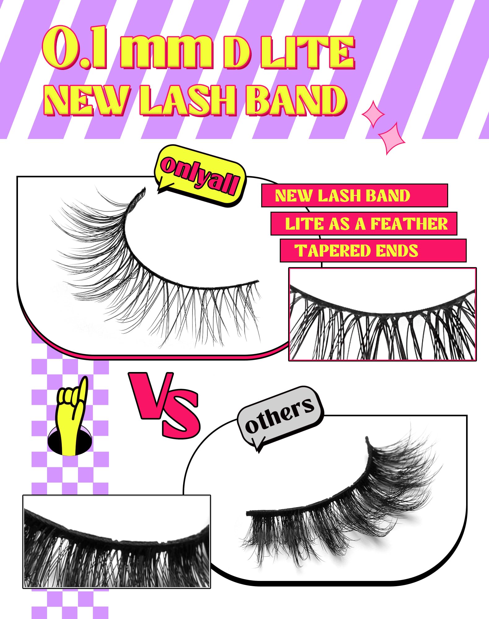 Onlyall Natural Lashes Wispy Lashes Natural Look False Eyelashes Natural Flared Eyelashes False Eye Lashes Soft Fluffy Lashes 7 Pairs D11 Gradual-10mm