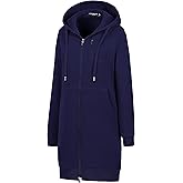 Chrisuno Women's Plus Size Casual Zip Up Hoodie Long Tunic Sweatshirts Fleece Jackets