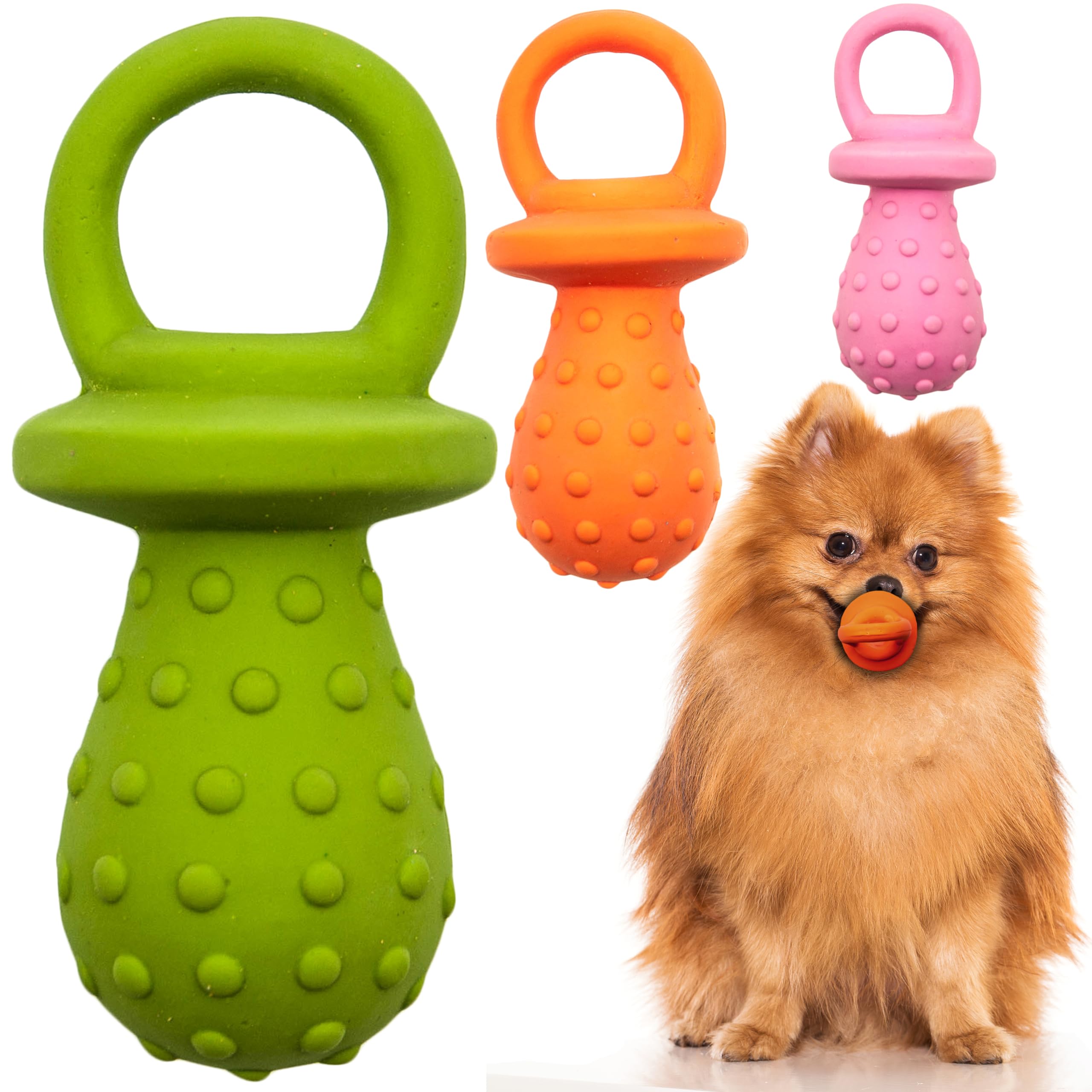 Petopedia 3x Puppy Toys Dogs Squeaky – LATEX Dummy – Rubber Soother Dog Chew Toy – Gifts & Presents for Puppies, Teething, Interactive, Boredom, Small Pets (12 cm (Pack of 3))
