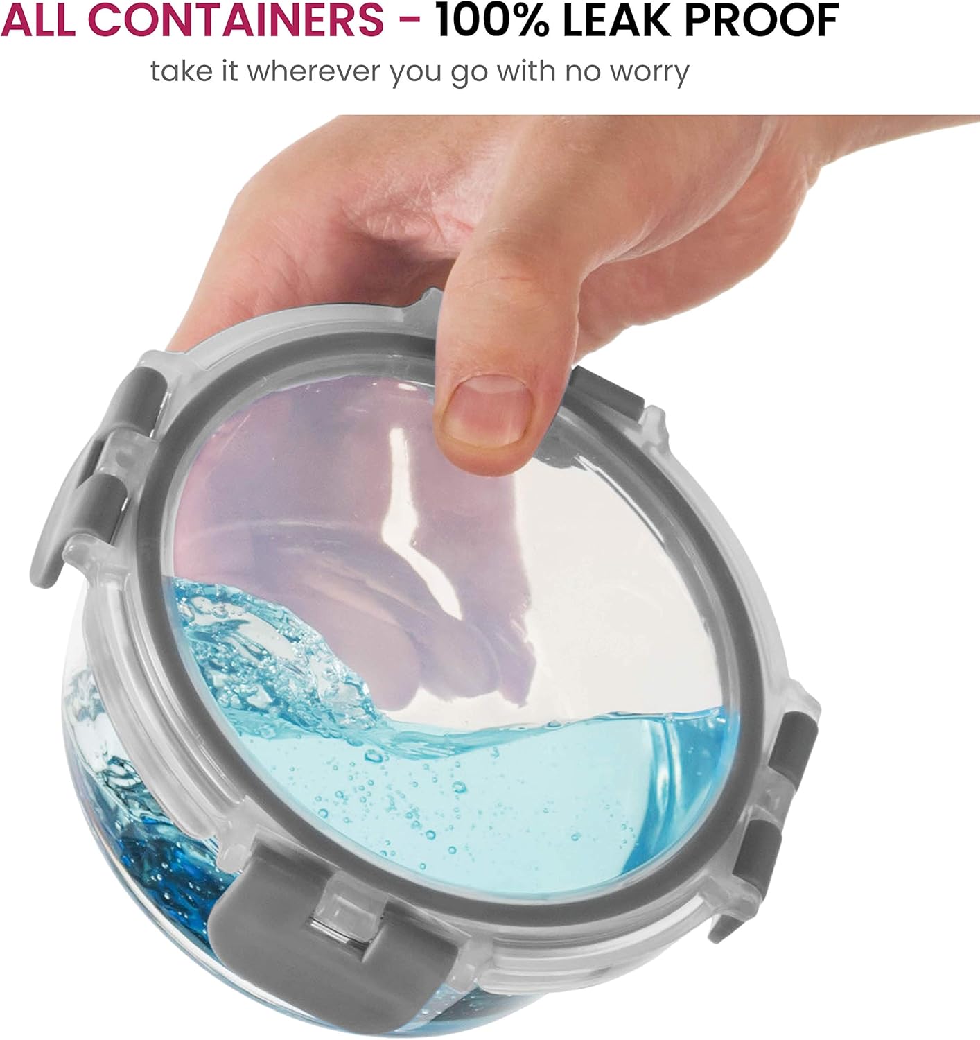 24-Piece Superior Glass Food Storage Containers Set - Newly Innovated Hinged BPA-free Locking lids - 100% Leakproof Glass Meal-Prep Containers, Great On-the-Go & Freezer-to-Oven-Safe Food Containers: Kitchen & Dining