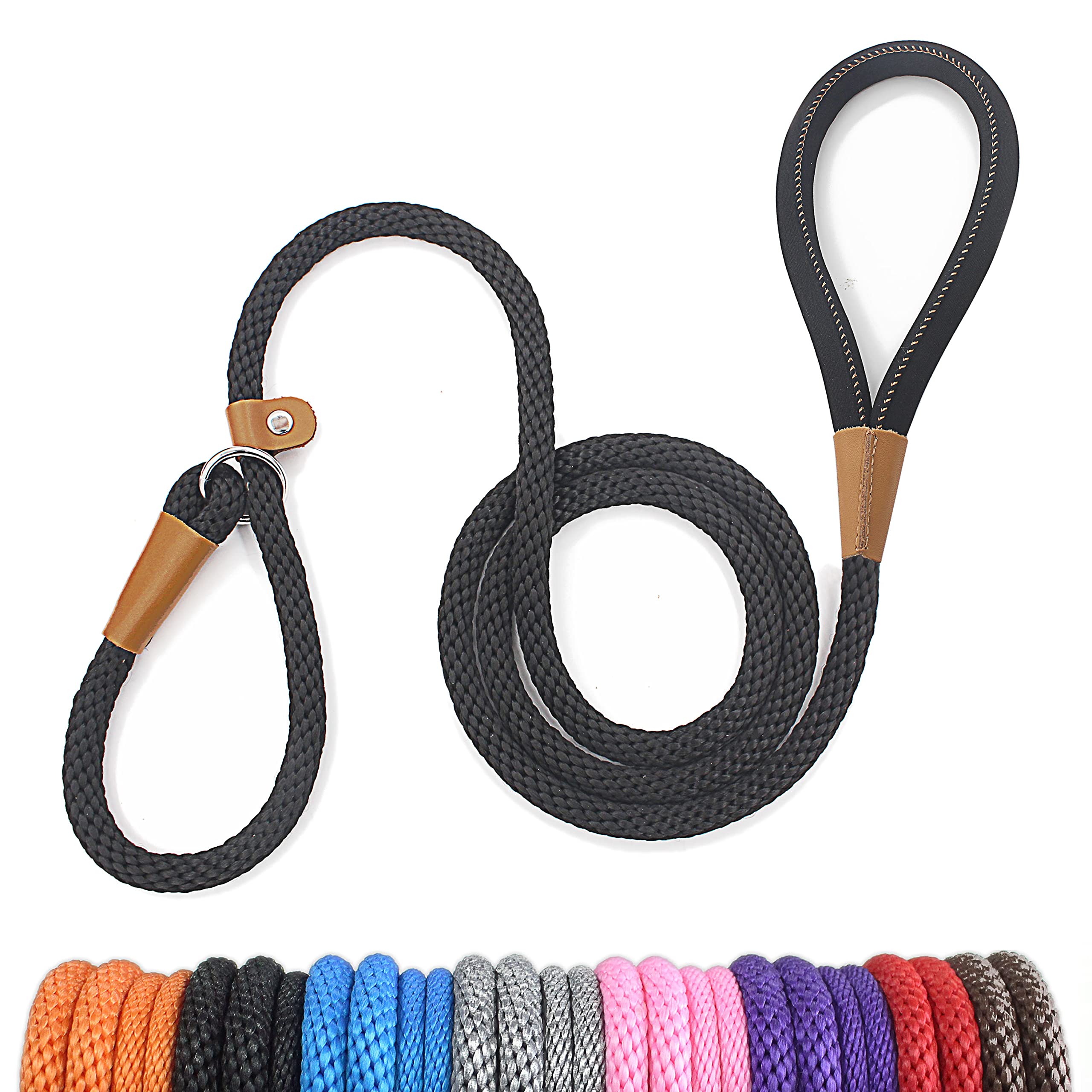 lynxking Dog Leash Slip Rope Lead Leash Strong Heavy Duty Braided Rope No Pull Training Lead Leashes for Medium Large and Small Dogs — image 1