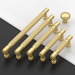 Amerdeco 10 Pack Brushed Gold knurled Cabinet Pulls