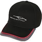 C8 Corvette Next Generation Gesture Logo Hat - Chevrolet Performance Cap with Carbon Fiber Accent & Red Stripe