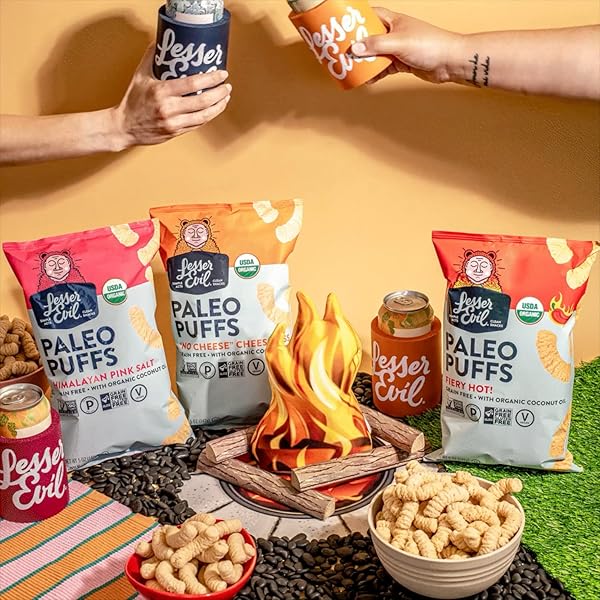 LESSEREVIL HIMALAYAN PINK SALT ORGANIC PALEO PUFFS, GRAIN FREE, VEGAN, MINIMALLY PROCESSED, NO VEGETABLE OIL, 5 OZ, PACK OF 3