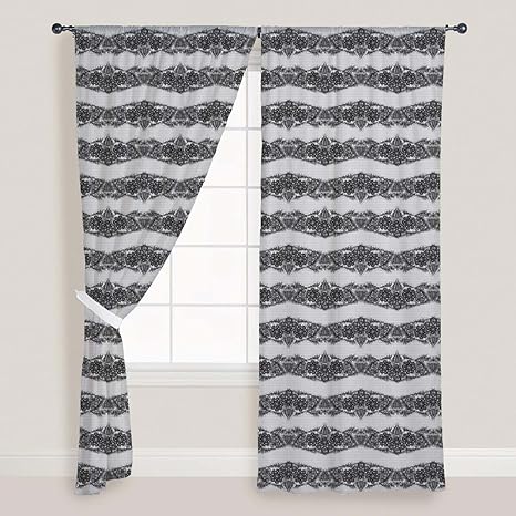 Buy Artzfolio Black Lace Door Window Curtain Satin 4feet X 6feet