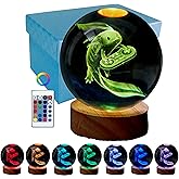 Conalisk 3D Axolotl Crystal Ball Night Light, Upgraded 3.15 Inch Gamepad Axolotl Lamp with LED Wooden Base, 16 Colors Change with Remote Control, Birthday Christmas Gifts for Friends (Axolotl - C)