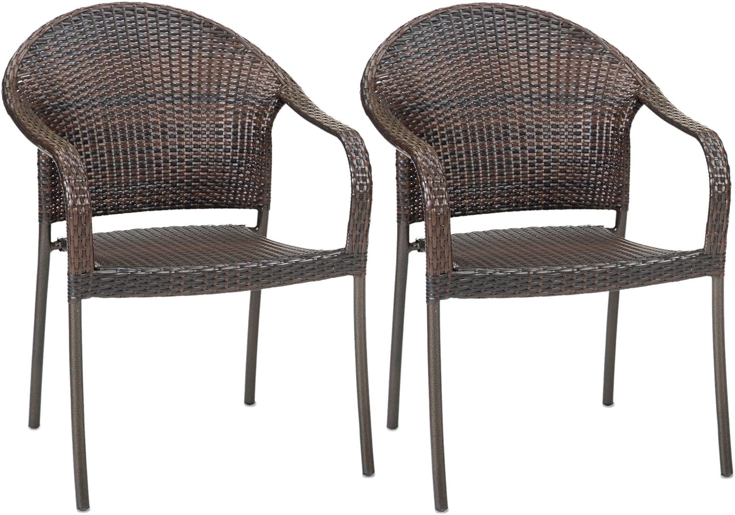 Amazon Com Outdoor Wicker Stacking Chairs Set Of 2 Best Selling