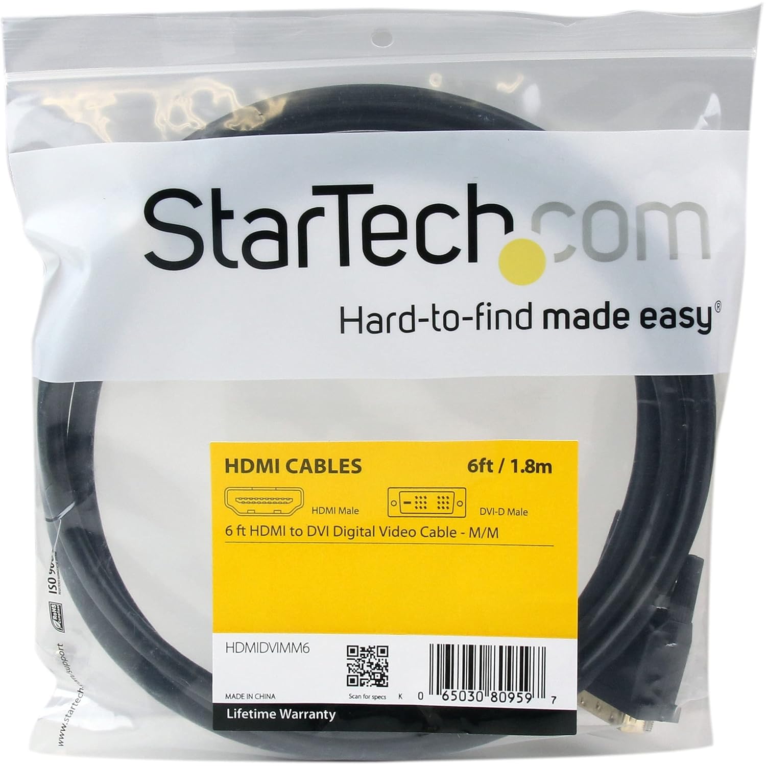StarTech 6ft HDMI to DVI D Adapter Cable - Bi-Directional - HDMI to DVI or DVI to HDMI Adapter for Your Computer Monitor (HDMIDVIMM6),Black: Industrial & Scientific