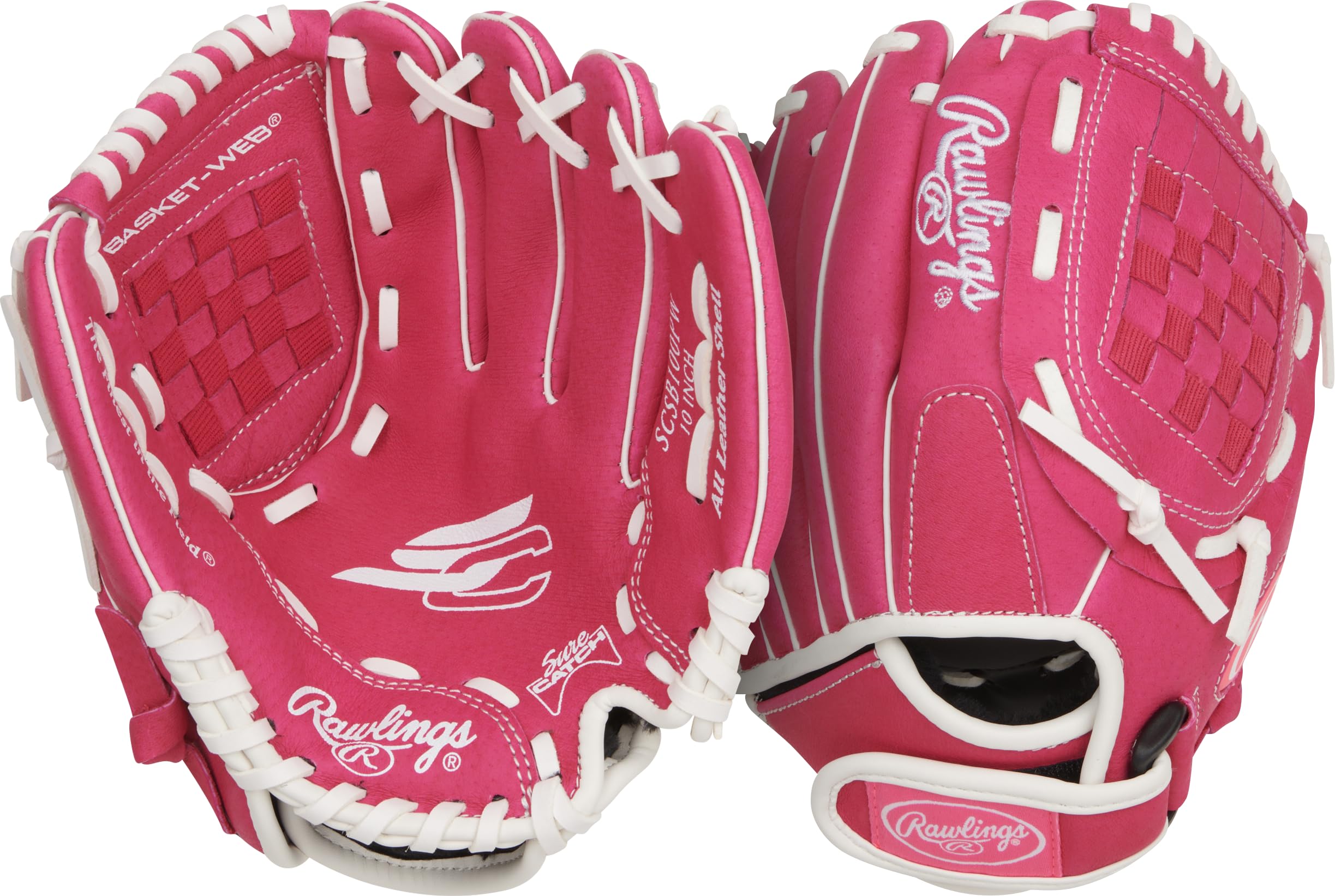 Rawlings | Sure Catch Youth Series Softball Glove | 10" | Right Hand Throw | Pink/White Image