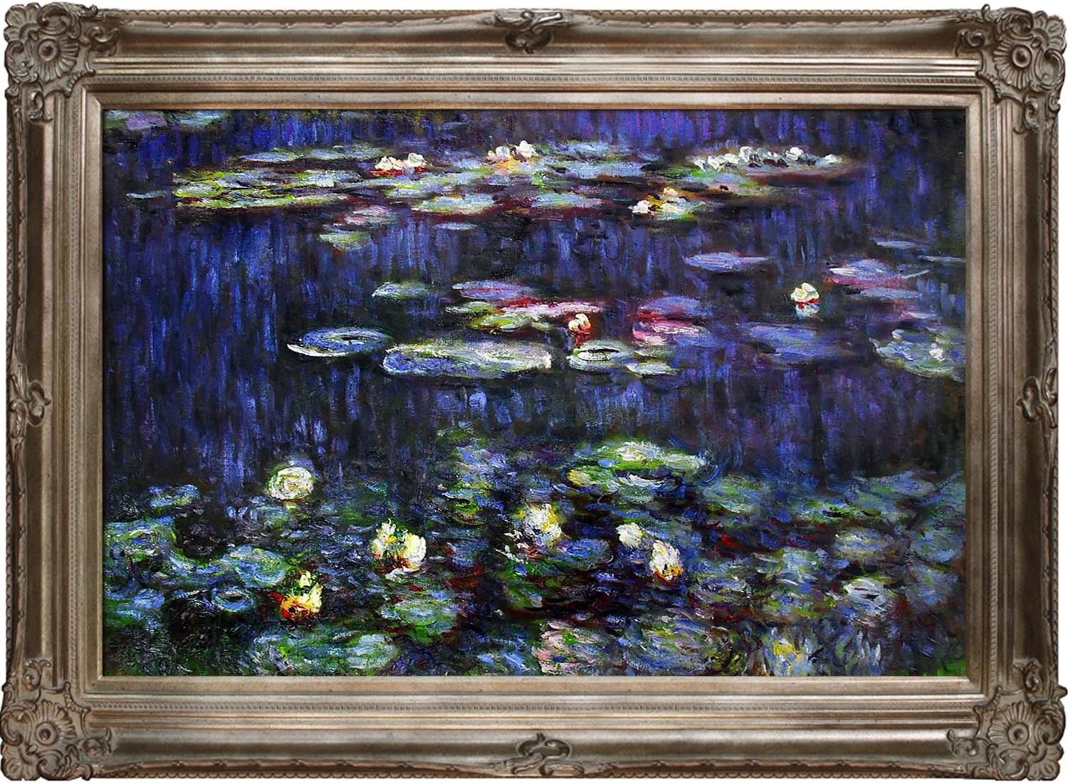overstockArt Water Lilies, Green Reflections by Monet with Renaissance Champagne Frame