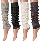 Fingertip WD Leg Warmers for Women, Winter Knee High Cable Knit Warm Long Boot Socks for 80s Accessories Party Yoga Dance
