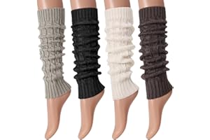 Fingertip WD Leg Warmers for Women, Winter Knee High Cable Knit Warm Long Boot Socks for 80s Accessories Party Yoga Dance