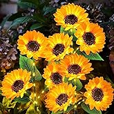 KOOPER Solar Lights Outdoor Decor - 6 Pack Solar Garden Lights with 18 Sunflower Lights, Auto ON/Off, Waterproof for Garden, Patio, Backyard