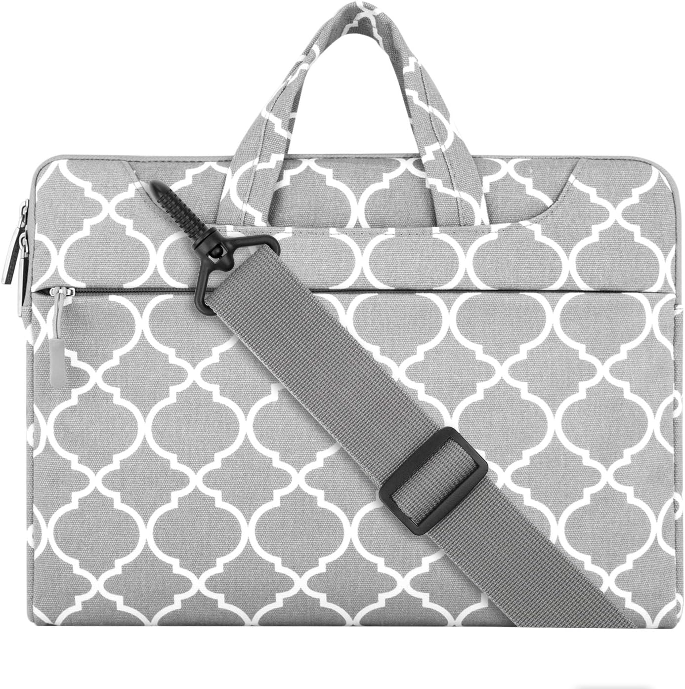 Mosiso Quatrefoil Style Shoulder Bag for 14 Inch Notebook Computer, Light Gray