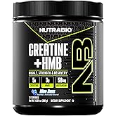 NutraBio Creatine + HMB- Creatine Monohydrate with HMB Powder for Muscle Growth, Increased Strength- 30 Servings (Blue Razz)