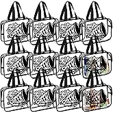 Kacctyen 12 Pcs Cheer Large Clear Toiletry Cosmetic Makeup Bag with Zipper and Handle Cheer Snack Bag Bulk for Team 12 x 9 x 4 Gift Bags Tote Pouch Cheerleading Teammates Party Supplies (Black)