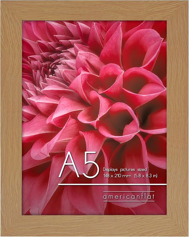 Americanflat A5 Photo Frame Dark Oak Engineered Wood Shatter Glass