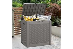 NBYSGO 36 Gallon Outdoor Storage Box Resin Deck Box,Waterproof Package Delivery and Storage Box,Furniture Side Table for Patio Furniture Cushions Pool Accessories Porch Garden Tools,Grey