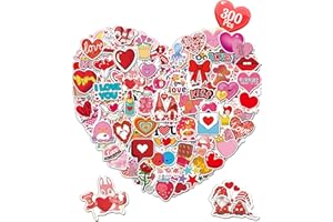 YETONAMR 300 Pcs Valentines Day Stickers for Kids, Heart Stickers Love Stickers, Valentines for Kids Classroom, Valentines Day Gifts, Cards, Party Favors Water Bottle Stickers for Kids Teens Girls