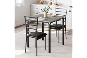 GarveeHome 3-Piece Kitchen Dining Room Table Chair Set for Small Space, Indoor Modern Dinette Set for 2, Square Dinner Table Set for Dinette, Breakfast, Oak