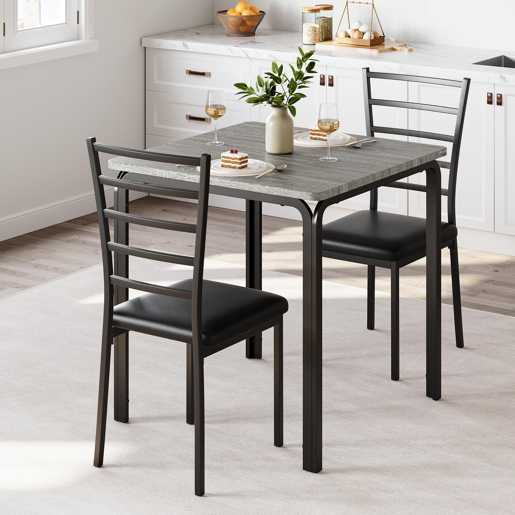 GarveeHome 3-Piece Kitchen Dining Room Table Chair