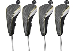 Andux 4Pcs/Set Gold Golf Hybrids Club Head Covers with Dial No. Tag MT/HY12