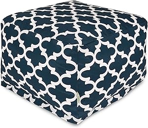 Majestic Home Goods Trellis Ottoman, Large, Navy