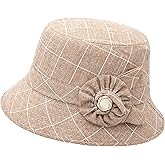 Lynmquober Vintage Fedora Floral Bucket Hat Women Bowler Cloche Hats
